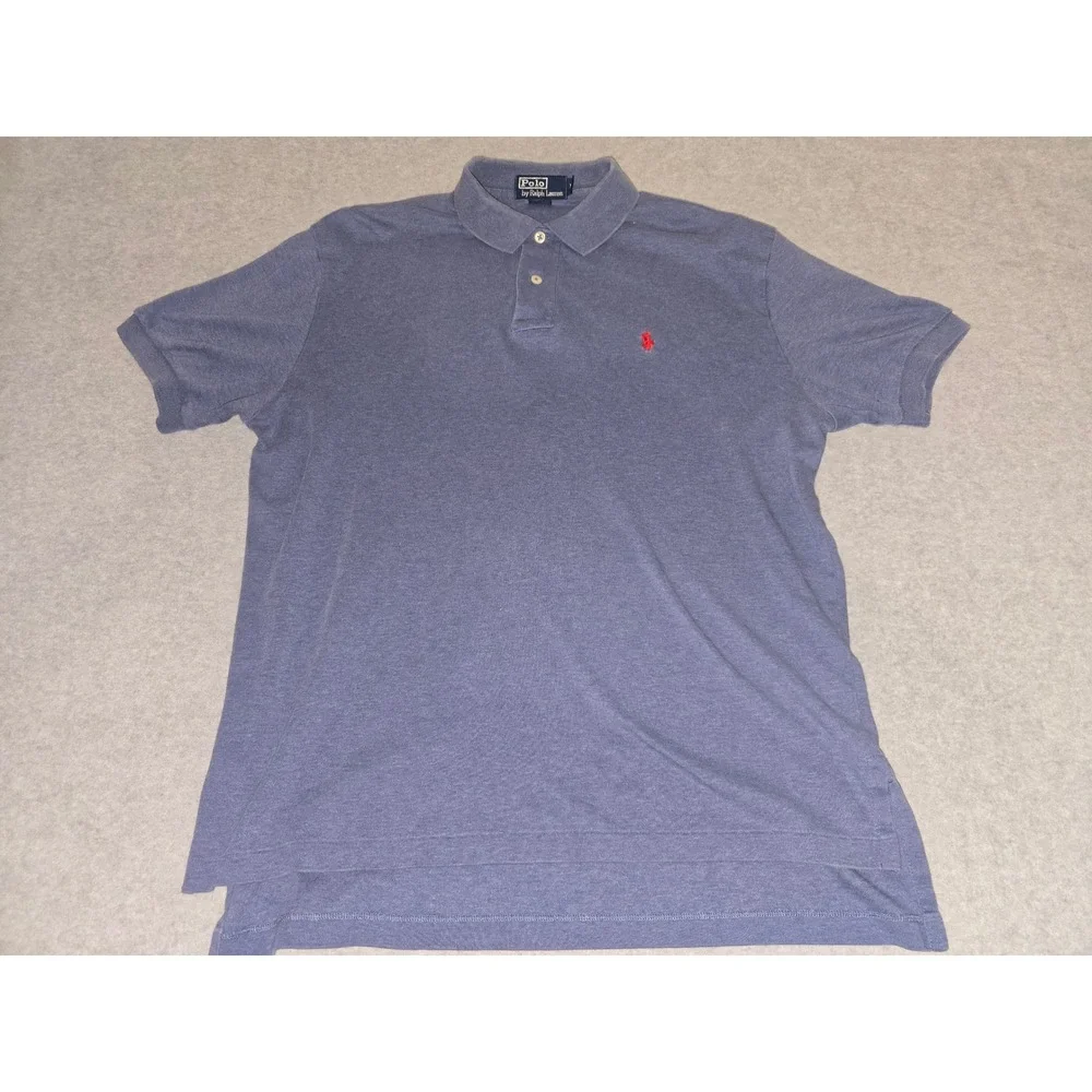 Polo Ralph Lauren Mens Blue Heather Short Sleeve Pony Logo Polo Shirt Medium